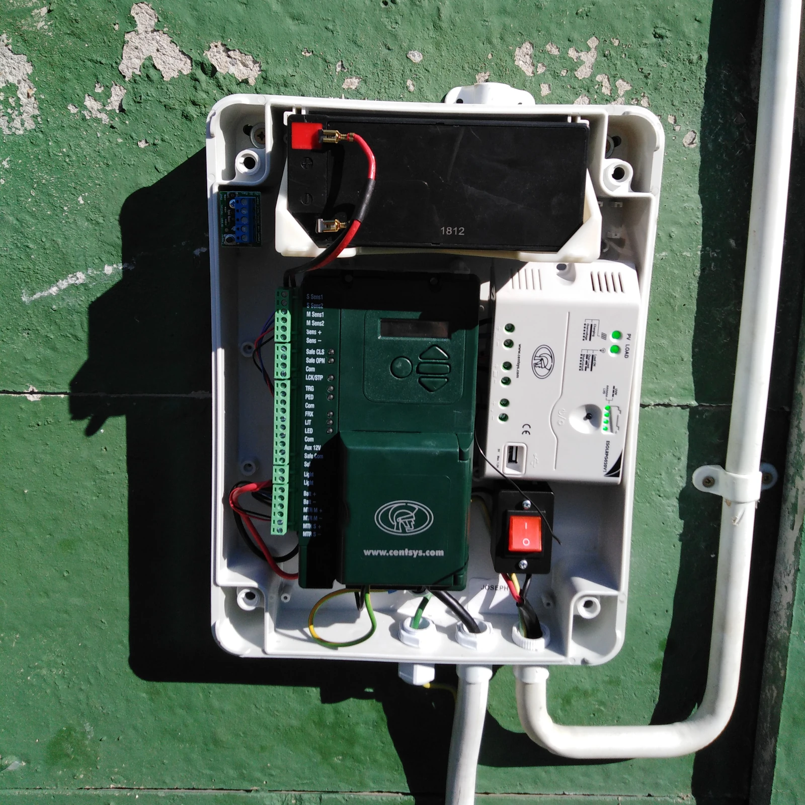Installation of Centurion Vantage control box with solar charger